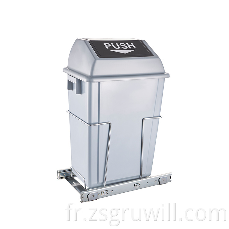 Hot Selling Telescopic Pulley Design Stainless Steel Rectangular Soft Close Hands Free Dual Compartment Trash Can3